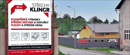 Směrová tabule k prodejně STŘECHY KLINGR